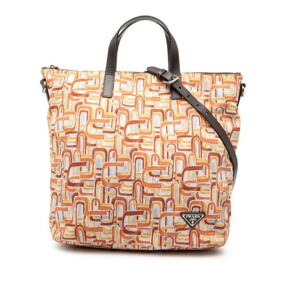 Prada Handbags - Prada Tote Shoulder Bag 2-Way Brown Beige Blue